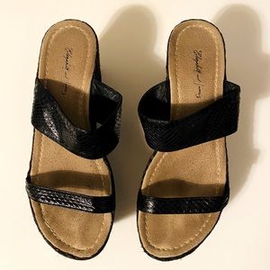 Elizabeth and James Raffia wedge sandles